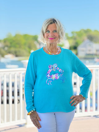 BEACH CLUB AQUA CRAB SWEATER LULU-B