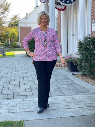 AUBREY PINK V NECK TOP