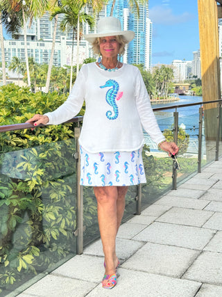 LULU-B WHITE SEAHORSE SWEATER