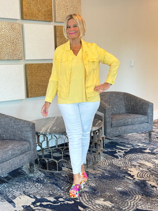 TAILORED YELLOW V SLEEVELESS V NECK - Cathys Place