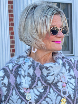 Women's Medallion Jacquard Sweater Knit Top