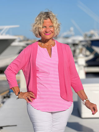 NAUTICAL NAVY HOT PINK SLEEVELESS TOP LULU-B
