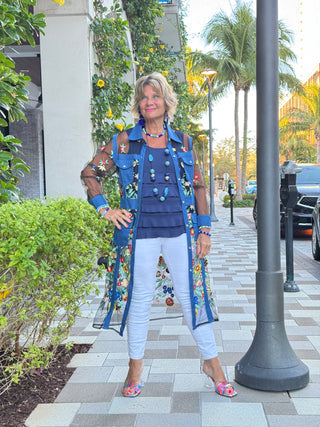 AFTERNOON NAVY LACE JACKET