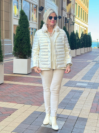 LULU-B PUFFER DOWN SNOW GOLD FAUX FUR JACKET
