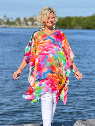 Artisan Papaya Water Color Modal Kaftan Cathys Place