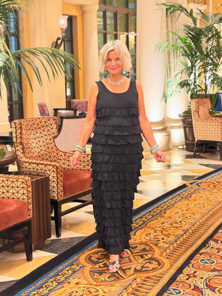 MIAMI NIGHTS  BLACK BLACK CHA CHA DRESS LULU-B