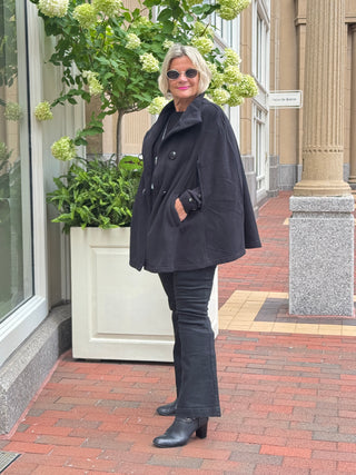 Black Womens Cape Poncho Coat