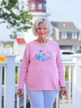 BEACH CLUB WHALE PINK SWEATER LULU-B