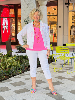 EMBELLISHED LATTICE CAPRI WHITE LULU-B