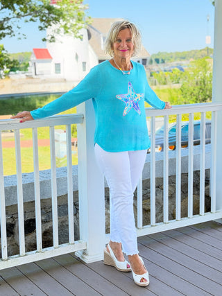 BEACH  CLUB AQUA STARFISH SWEATER LULU-B