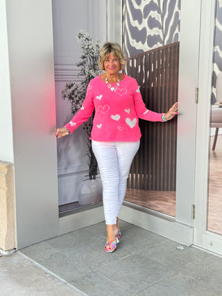 HOT PINK HEART SWEATER