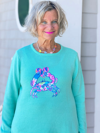 BEACH CLUB SEAFOAM CRAB SWEATER LULU b