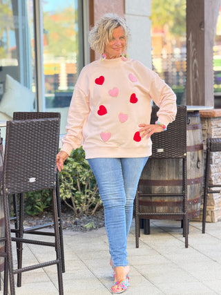 Glitter Trim Chenille Heart Valentine Sweatshirt Cathys Place