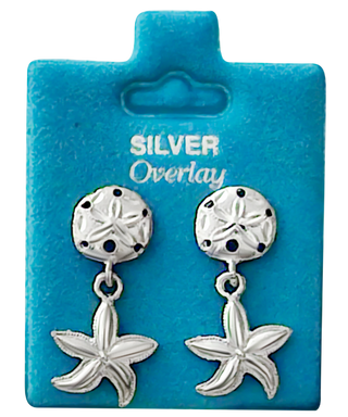 Made In USA Sand Dollar and Starfish Post Dangle Gold Silver