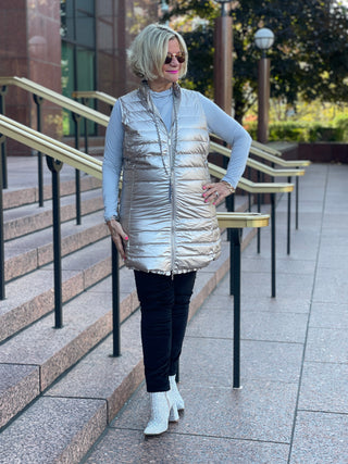 SILVER METALLIC PUFFER VEST