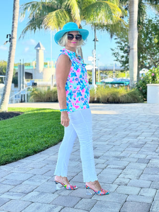 PINK PETALS RUFFLE SLEEVELESS