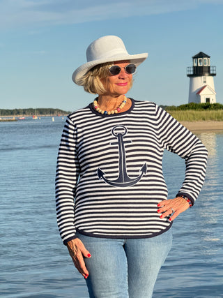 NAVY STRIPE ANCHOR SWEATER
