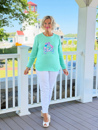 BEACH CLUB SEAFOAM CRAB SWEATER LULU b
