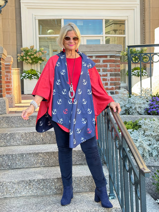 Navy / Red Reversible Rain Cape - Anchor Collection