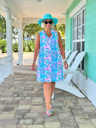 SPLASH OF PINK  RUFFLE DRESS