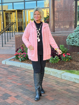 CARDIGAN PLUSH PINK CARDIGAN SWEATER