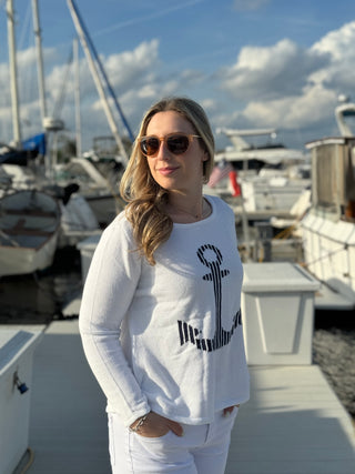 WHITE ANCHOR SWEATER