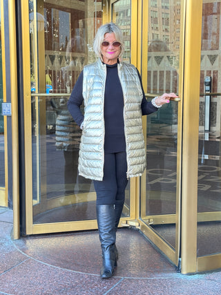 GOLD METALLIC HOLIDAY PUFFER VEST