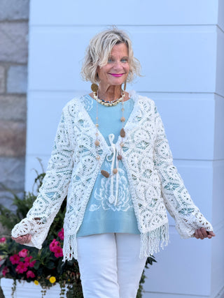 CREAM CROCHET CARDIGAN Cathys Place