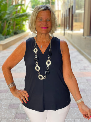 TAILORED BLACK SLEEVELESS V NECK - Cathys Place