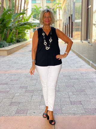 TAILORED BLACK SLEEVELESS V NECK - Cathys Place