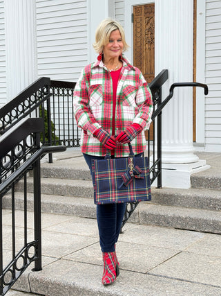 Christmas Plaid Casual Flannel Shacket Cathys Place