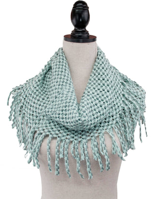 Warm Solid Mini Tube Infinity Scarf With Fringes Cathys Place