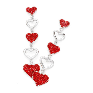 Rhinestone Paved Heart Link Dropdown Earrings Sensibling Corp.