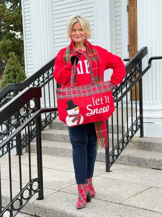 Let It Snow Letter Snowman Christmas Tote Bag Cathys Place