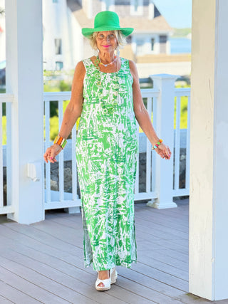 HARBOR  LIGHTS SAILBOAT GREEN MAXI DRESS TANGO MANGO