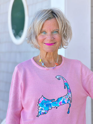 BEACH CLUB PINK CAPE COD MAP SWEATER LULU-B
