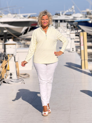 SUNNY DAY STRIPED HALF ZIPPER TOP LULU-B