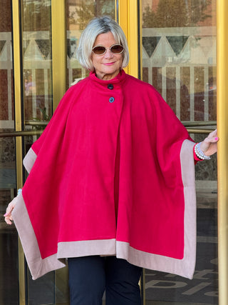 Red Womens Poncho Outer Coat