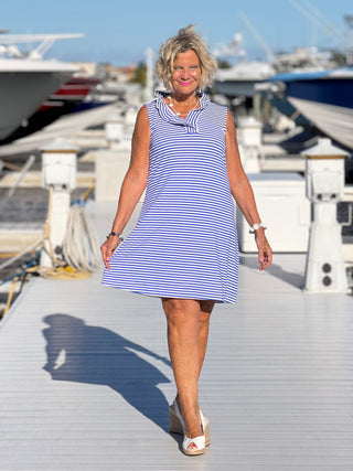 HARBOR BLUE RUFFLE DRESS C