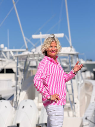 MARINA PINK STRIPE HALF ZIPPPER LULU-B