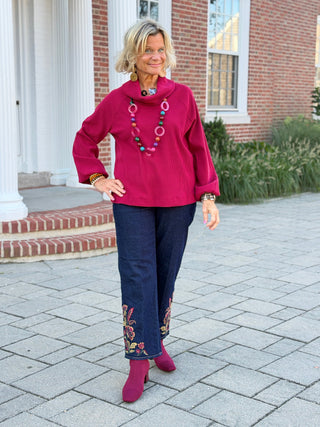 Women's Embroidered Pull On Ankle Jeans Cathys Place