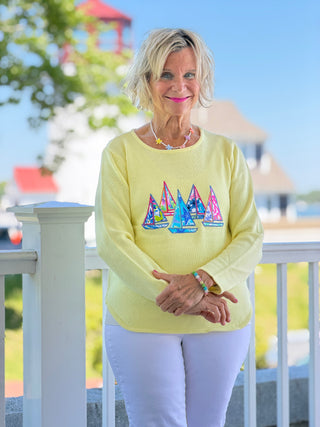 BEACH CLUB YELLOW SAILBOAT SWEATER LULU-B