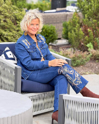 ETHYL FLOWER EMBROIDERED DENIM JACKET ETHYL JEANS