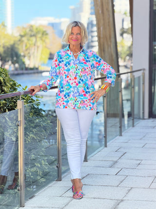 LULU B PARADISE GARDEN COLLAR SLEEVE TOP LULU-B