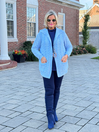 CARDIGAN PLUSH SOFT BLUE CARDIGAN SWEATER