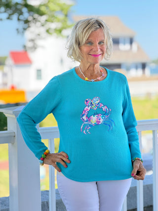 BEACH CLUB AQUA CRAB SWEATER LULU-B