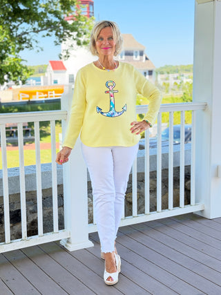 BEACH CLUB YELLOW CAPE COD ANCH0OR SWEATER LULU-B