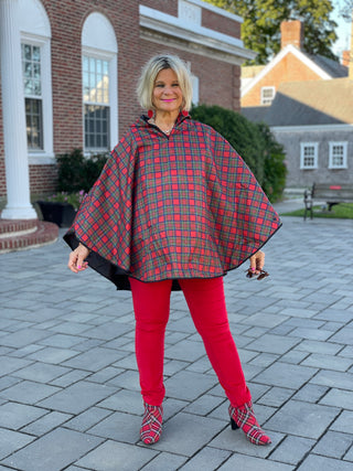 REVERSIBLE RED TARTAN PONCHO - Cathys Place