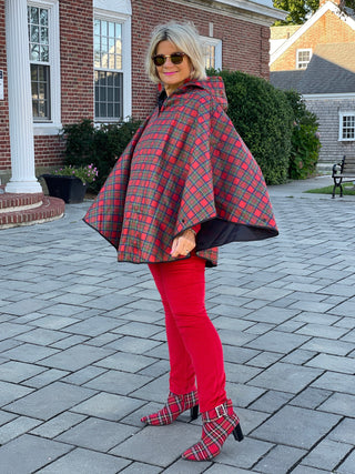 REVERSIBLE RED TARTAN PONCHO - Cathys Place