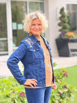ETHYL FLOWER EMBROIDERED DENIM JACKET ETHYL JEANS
